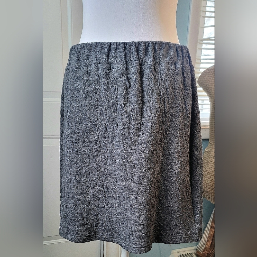 Bridge & Burn Textured A Line Mini Skirt Women's M Medium Grey Wool Cotton Blend
